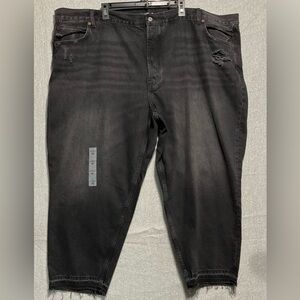 OLD NAVY Women’s High Rise Slouchy Taper Ankle Jeans Sz 28W Raw Hem Distressed